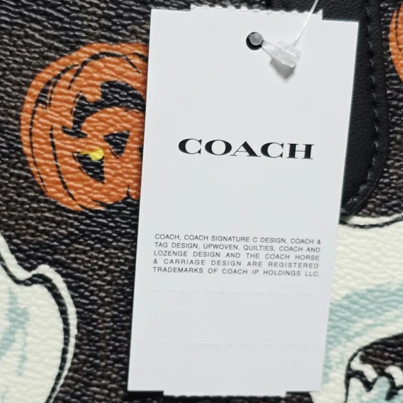 NEW Coach Halloween City Tote Bag CCE69 Signature Ghost Pumpkins Spider Charm - Picture 10 of 11